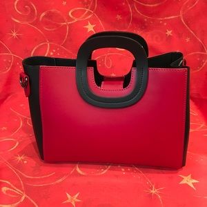 Made in Italy Read leather handbag with black trim